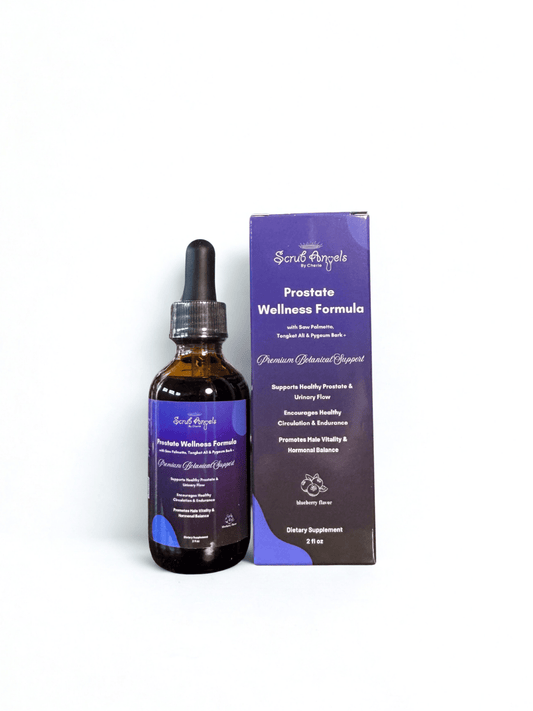 Bottle and box of Prostate Wellness Formula on a white background