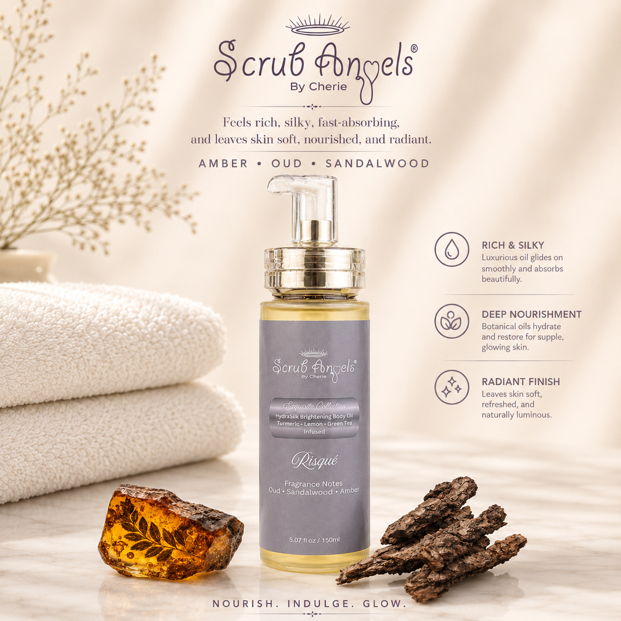 HydraSilk Brightening Body Oil - Risque & Opulence Collections
