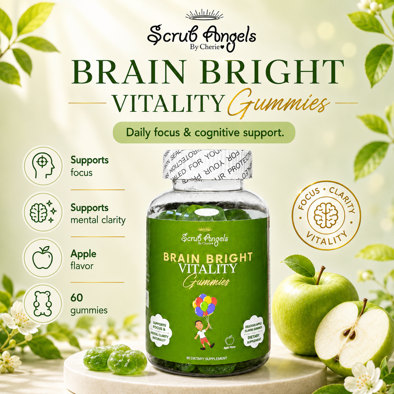 Brain Bright Vitality Gummies - For Adults and Children