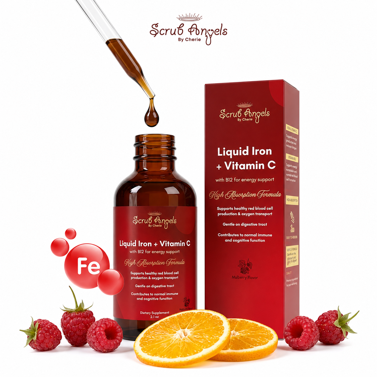 Iron + Vitamin C and B12 For Energy Support - Liquid Extract