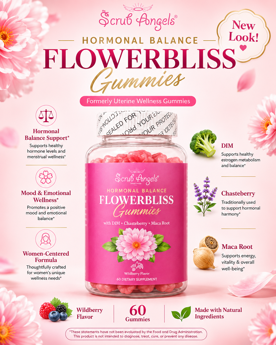 Hormonal Balance Flowerbliss Gummies with DIM and Chasteberry (Contains 30 servings)