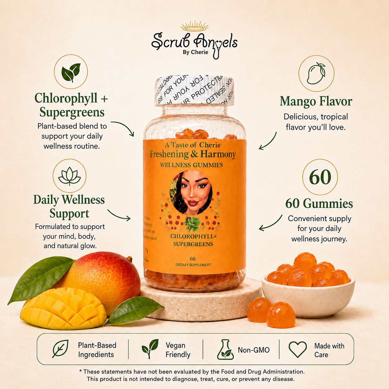 Refreshing & Harmony Chlorophyll Gummies (Mango Flavor)