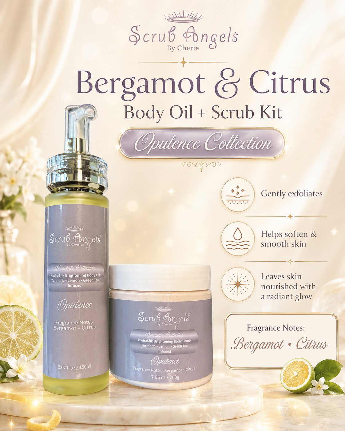 HydraSilk Bergamot and Citrus Body Bundle - Opulence (Unisex) Collection