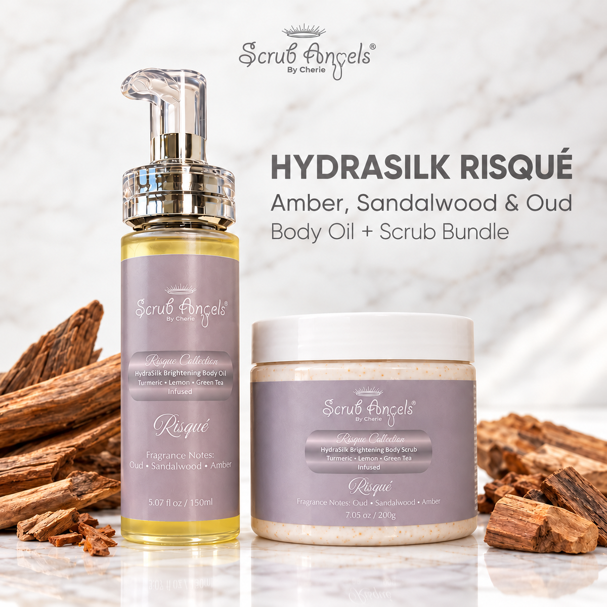 HydraSilk Amber, Sandalwood and Oud Body Bundle - Risque Collection