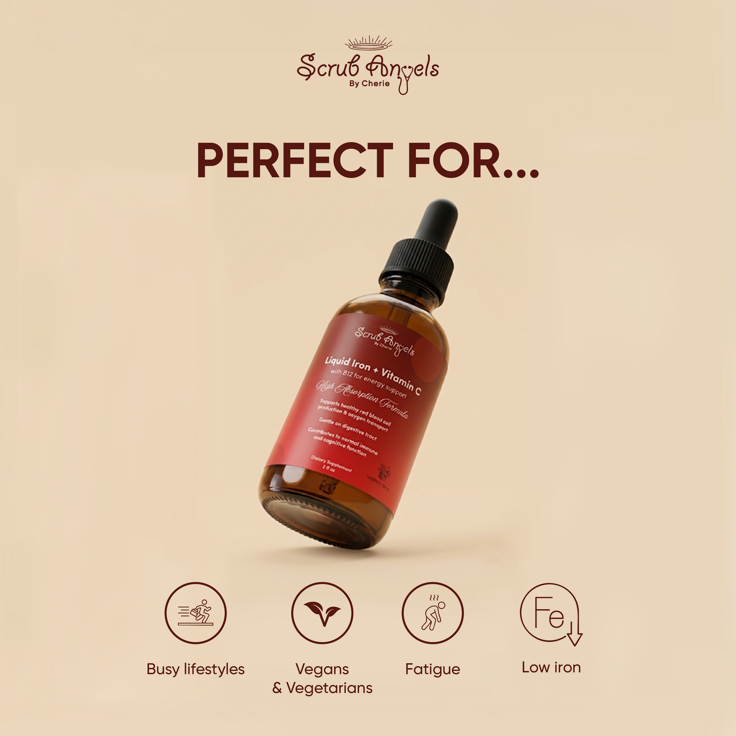 Iron + Vitamin C and B12 For Energy Support - Liquid Extract