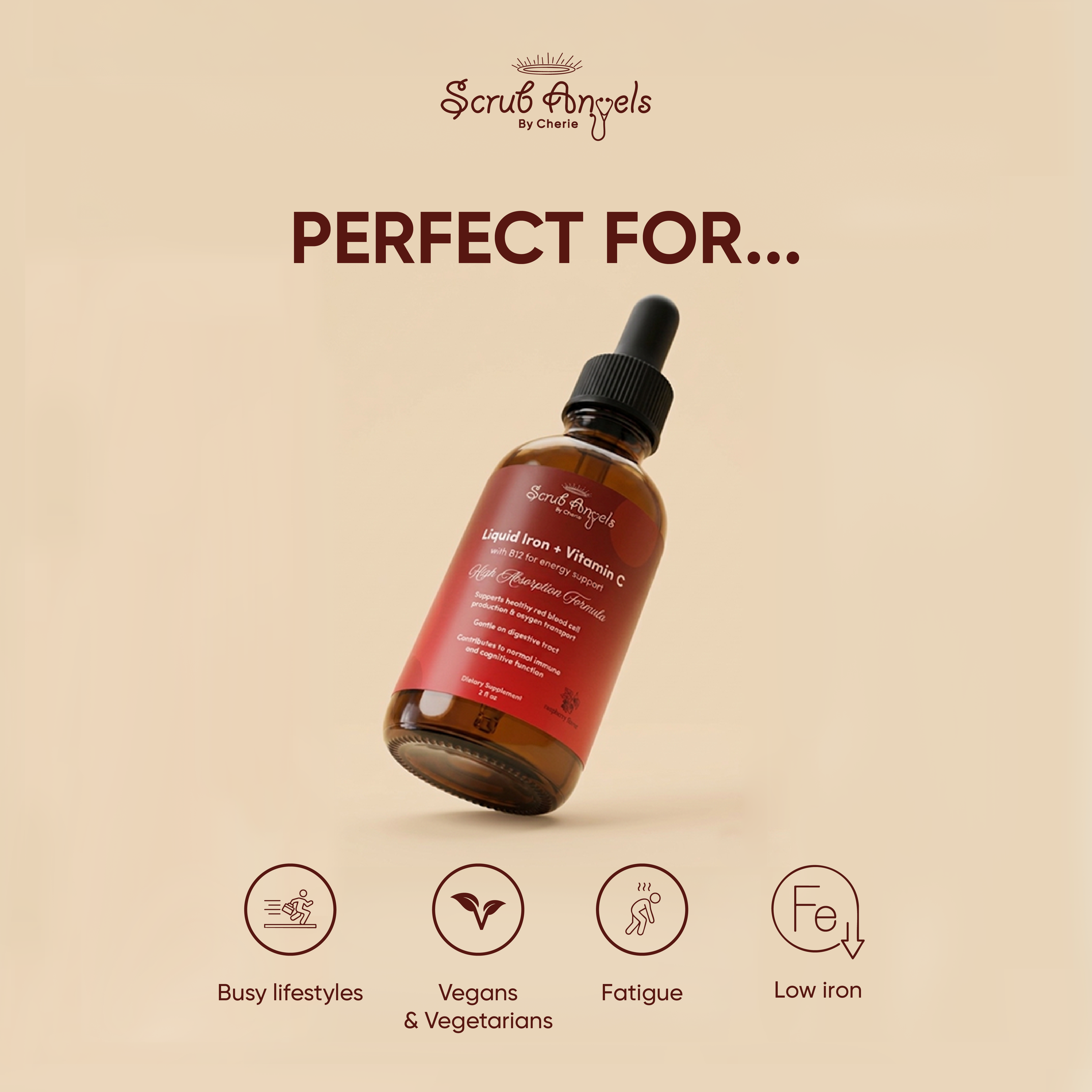Iron + Vitamin C and B12 For Energy Support - Liquid Extract
