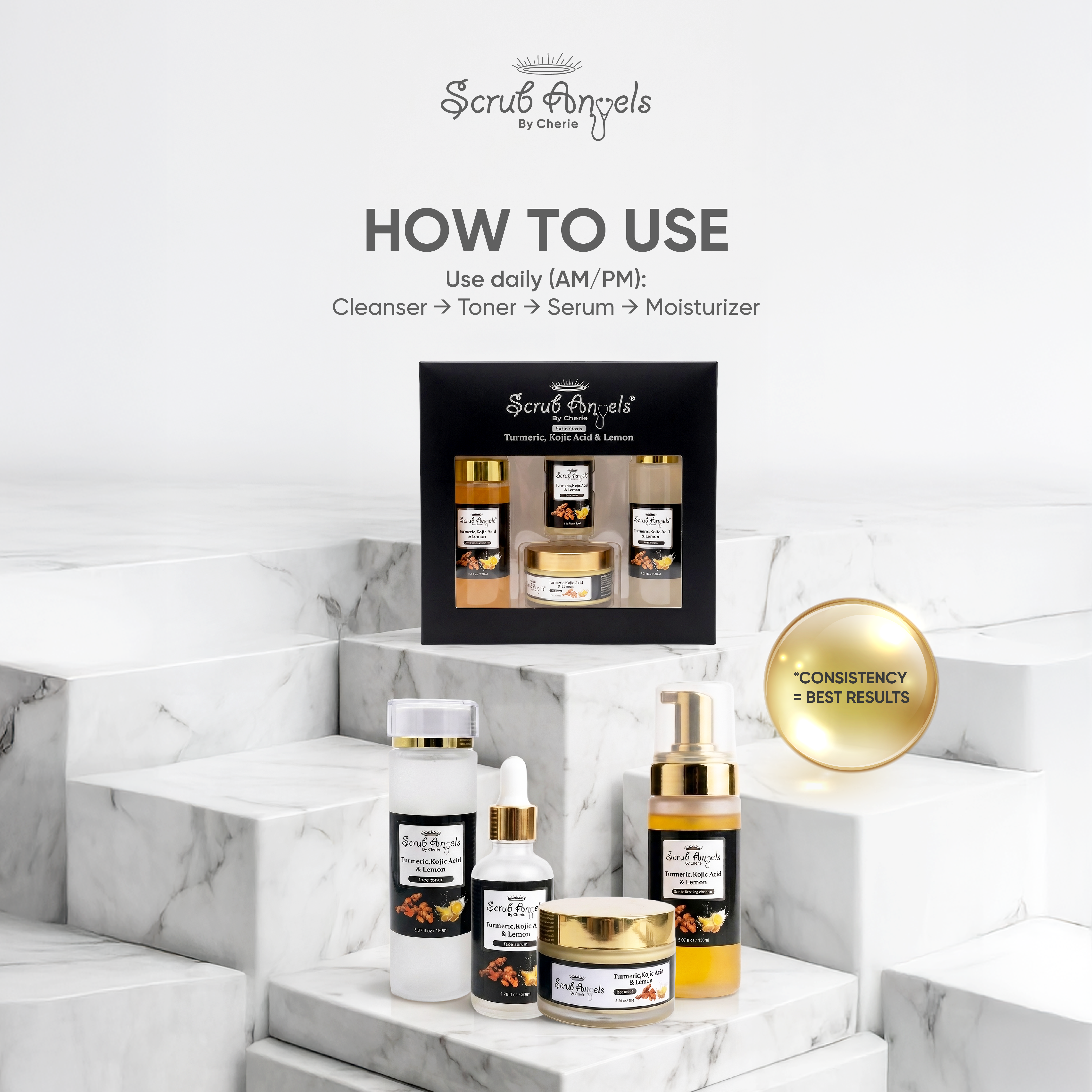 Satin Oasis: Tumeric, Kojic Acid & Lemon (Sensitive Formula)