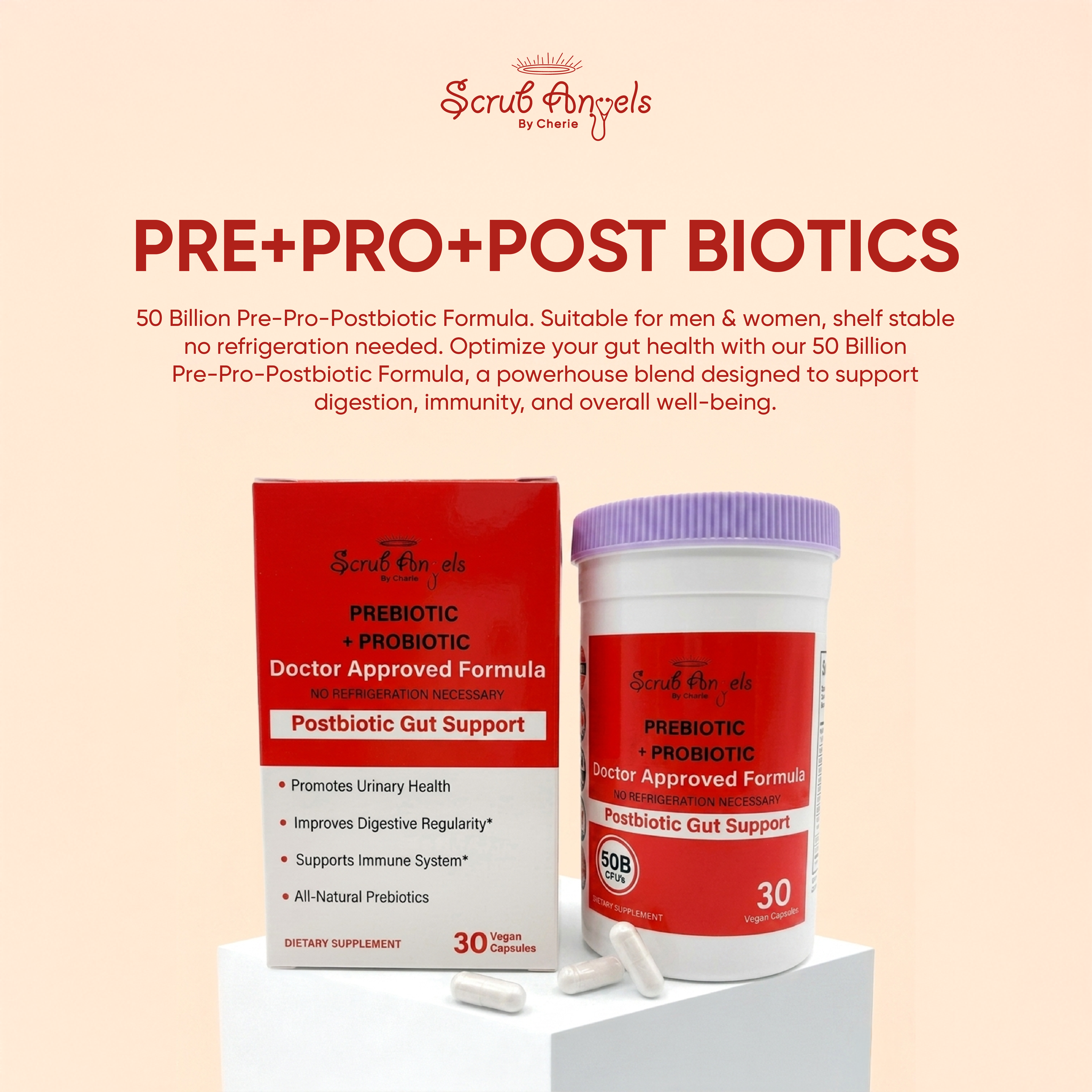50 Billion Premium 3 in 1  Pre+Pro+Post Biotic with Cranberry Digestive Support Men & Women