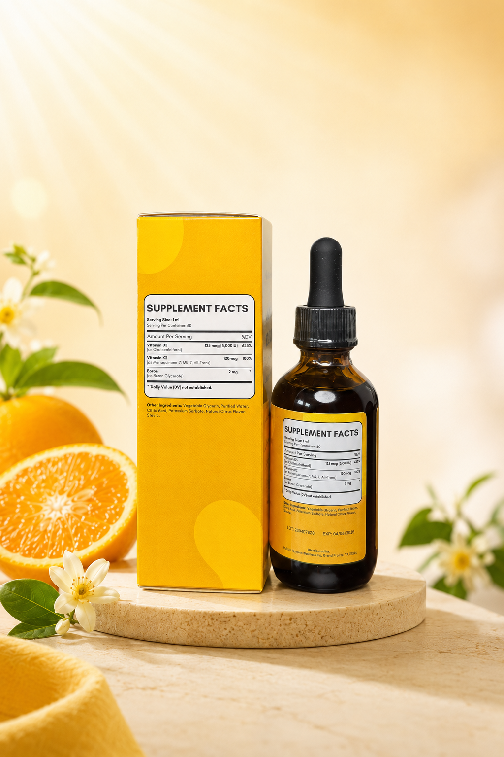 Premium Vitamin D3 & K2 With Boron for Bone and Immunity Support | Liquid Extract